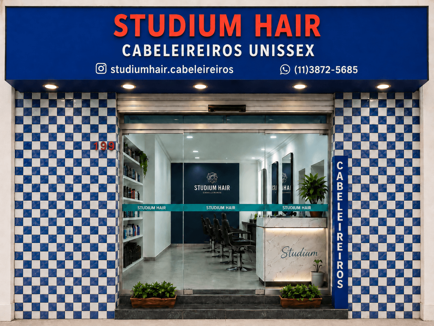 Fachada do salão Studium Hair em Perdizes